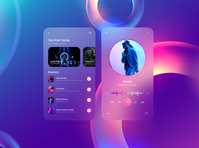 Player mobile design with glassmorphism effect glassmorphism mobile ui player ui trend