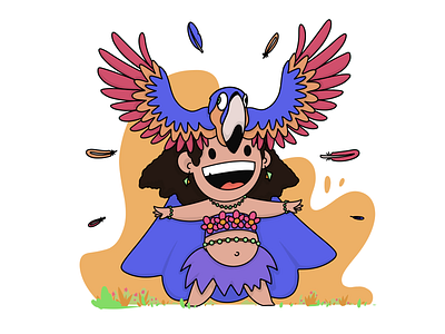 Happy bird brazil carnival colorful cute fun girl happy new year illustration kid parrot toucan
