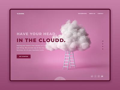 Cloudd landing page branding cloud dailyui design landing page pink ui ux web webpage website website concept website design