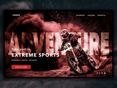 Xsports landing page branding dailyui design landingpage landingpagedesign motor motorbike photoediting red sports ui ux web webpage website