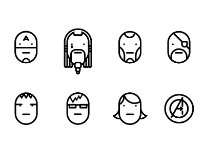 Avengers Line Icons avengers blackwidow captainamerica hawkeye hulk icon design icons iconset ironman marvel nickfury set thor ui uiux vector