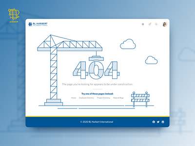 BL Harbert International - 404 Page 404 404 error 404page airship application design design illustration ux vector web app web app design