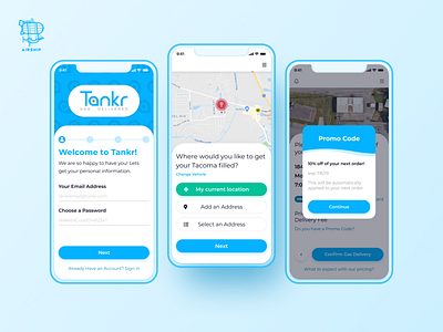 Tankr - Gas... Delivered airship app application design design mobile app mobile app design react native ui user experience ux