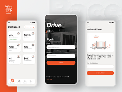 Pace Drive App airship app design mobile app mobile app design mobile application react native ui user experience ux