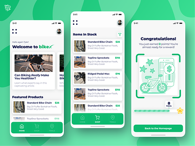 BikeX - Local Bike Part Store airship app bike bikes biking bycicle design graphic green mobile app react native ui user experience ux