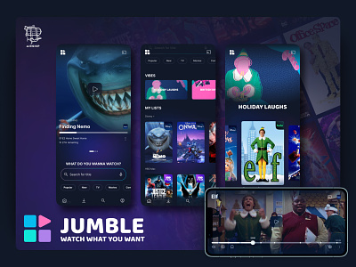 Jumble - Video Streaming Service Aggregator Concept airship app design disney hbomax hulu mobile app netflix ui user experience ux