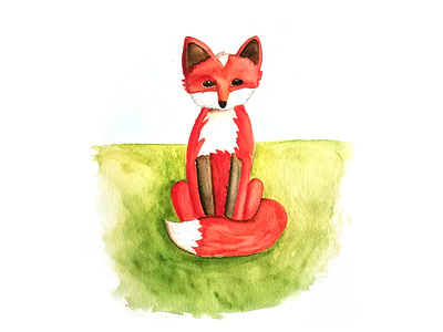 Watercolor Fox illustration marker watercolor