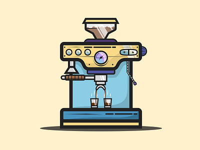 Espresso Machine 2d coffee design espresso machine flat design illustration portfolio sketchapp