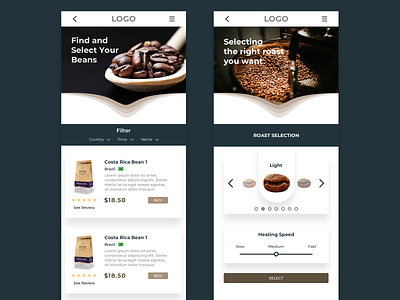 Coffee Beans App app coffee coffee shop design figma mobile portfolio sketchapp ui ux