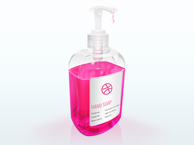 Dribbble Soap 3d bottle clean dribbble flask hand hand soap liquid pink plastic soap wash