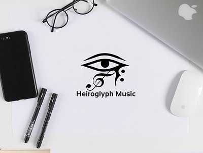 Hieroglyph Music typography Logo creative logo creative logo design graphic design hieroglyph logo design minimalist logo design t shirt design typography unique logo vector