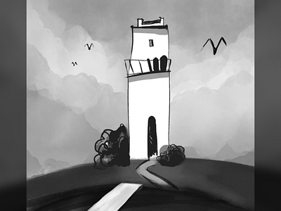 Lighthouse 2d black dream illustration inspiration lighthouse procreate