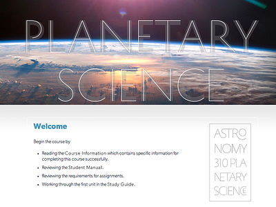 Planetary Science astronomy athabasca university course fedra gibson history (typotheque) ligatures nasa web type