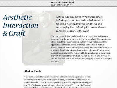 Aesthetic Interaction & Craft aesthetic interaction craft my blog research