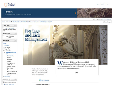 Heritage and Risk Management athabasca university course heritage moodle risk management