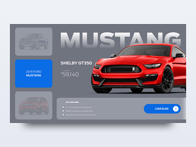 Ford Mustang Shelby automotive card cars clean graphics illustration mustang ui ux web