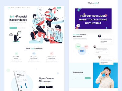 Sofi - Fintech Exploration etheric finance finance app financial fintech illustration loan social student thrc ui web