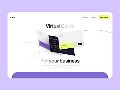 Karta - Virtual Card Exploration 3d bank branding card credit card etheric finance finances fintech karta landing management product design thrc ui ux virtual