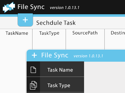 File Sync Ui app black blue desktop file interface ui ux