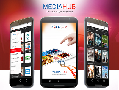 ZONG Media Hub App android app brand desing ios mobile nabz tv ui