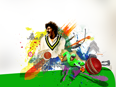 Cricket art cricket green mix strokes vector