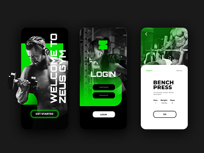 Zeus Gym - fitness app app design fitness app ui design ui ux ux design