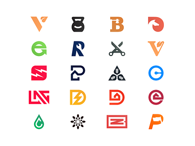 Logo collection. axe c logo d logo e logo flag horse house kettle bell leaf lighting logo inspiration logocollection negative space recycle scissors smile sports logo teardrop v logo wrench