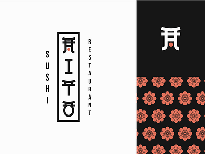 Hito - sushi restaurant logo design. asian branding cherryblossom food gate japanese japanese food logodesigner pattern restaurant sushi type design