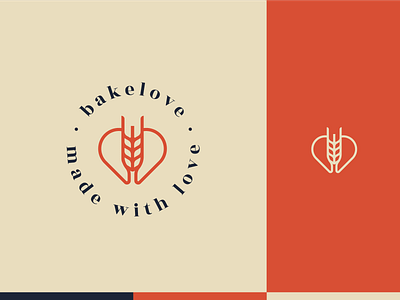 Bakelove - bakery logo design badge logo bakery bakery logo branding colors heart logodesigner logomark love smart logo wheat