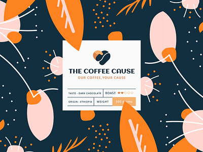The Coffee Cause - Branding bean branding coffee hand heart icon logo pattern