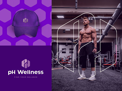 pH Wellness - Logo Design balance brand branding fitness gym hexagon logo purple wellness