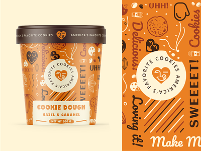 Cookie Dough Packaging Design brand design cookie cookies food food packaging gourmet heart label logo package design packaging symbol yummy