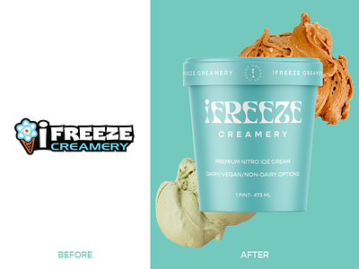 iFreeze - Ice Cream Rebrand branding dessert food food branding ice cream ice cream packaging label logo logodesigner logotype packaging rebrand