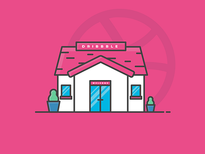 Hello Dribbble! debut dribbblecolors house illustration