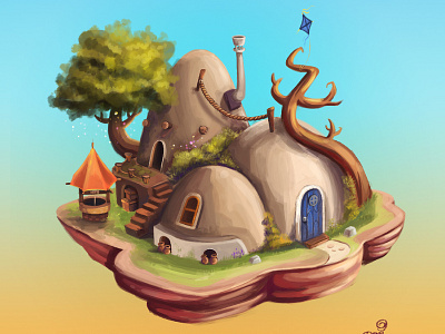 House Desert adobe adobephotoshop animal character cute design digital game game art house house illustration paint