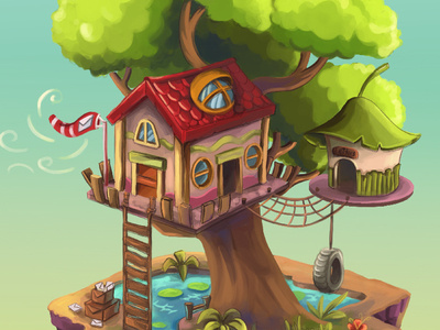 Toucan Tree House adobe adobephotoshop animal art character cute design dream dreams game game art house house illustration illustration isometric paint ui