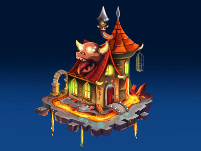 House Dragon adobe adobephotoshop game game asset gameart halloween hell house icon illustration isometric design isometric illustration isometrichouse paint runas skull logo trick or treat trickortreat ui