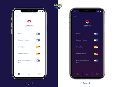 Settings - Daily Ui Challenge #007 app daily ui challenge dailyui dark game light mobile pokemon settings ui