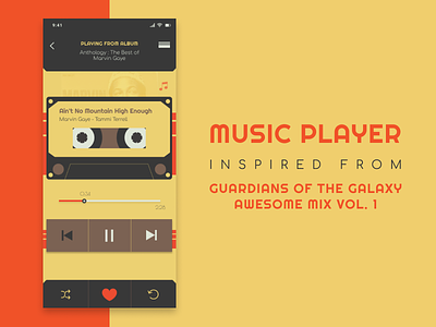 Music Player - Daily Ui Challenge #009 app awesome mix cassette daily ui challenge dailyui flat flat design guardians of the galaxy music music app music player vector