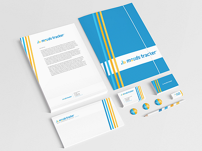 Stationary blue branding business card envelope identity letterhead moods tracker orange pencil stationary trilion studios yellow