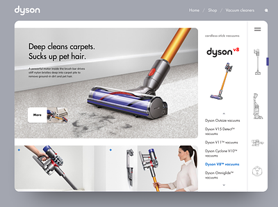 Dyson design dyson graphic design layout menu navigation ui uiux ux vacuuum web design webdesign