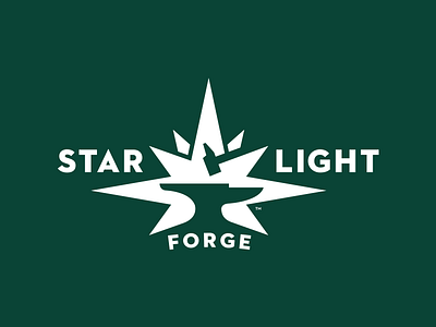 Starlight Forge anvil brian white forge hammer logo negative space sparks star trilion studios