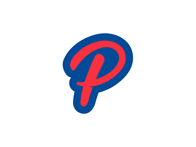 Philco "P" blue branding brian white hand letting logo logos p red script trilion studios type