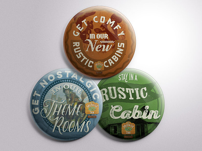 Idyllwild Inn Buttons badge badges button buttons grunge hospitality print design retro trilion studios typography