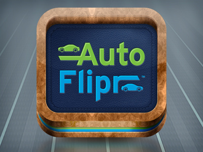 Auto Flipr iOS Icon auto blue burled green highlight icon ios leather photoshop reflection ribbons round shadow texture wood