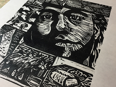 Elisha Blockprint bible black and white blockprint elisha ink linocut print printer relief print