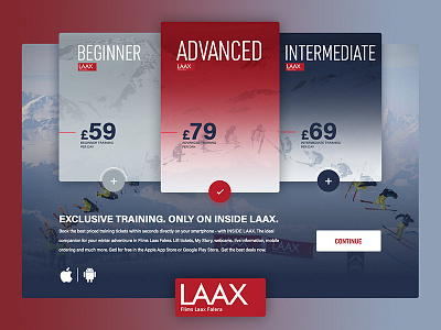 Laax Training Ticket Picker layout picker price list sport design ui ui design user interface user interface design ux web design