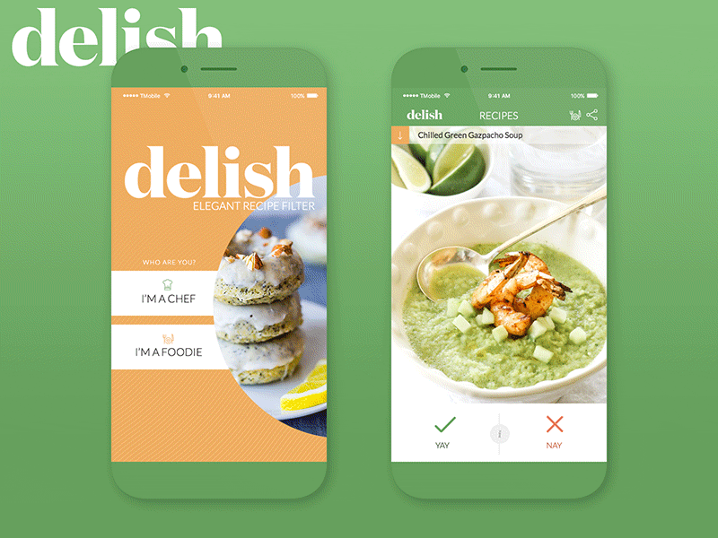 Delish Elegant Recipe Filter app application food ios mobile design navigation recipes ui ui design user interface ux