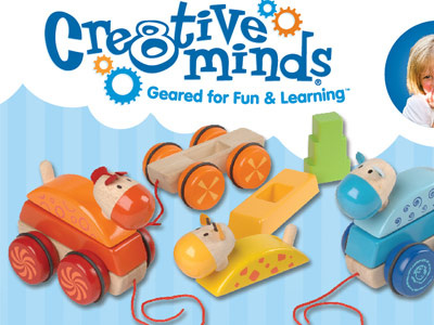 Cre8tive Minds Wooden pull toy illustrator packaging design toy vector