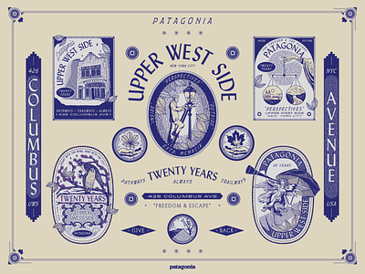 Patagonia Upper West Side Anniversary badge blue brooklyn design environment falcons illustraion lady laxalt lettering linework nature nevada new york city nyc patagonia perspectives sustainability tear sheet